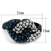 Slickblue Women's Swirl Design Black Ring, Montana Blue Syntjetic Crystals, IP Finish, Statement Style, Sizes 5–10 - 2 of 4