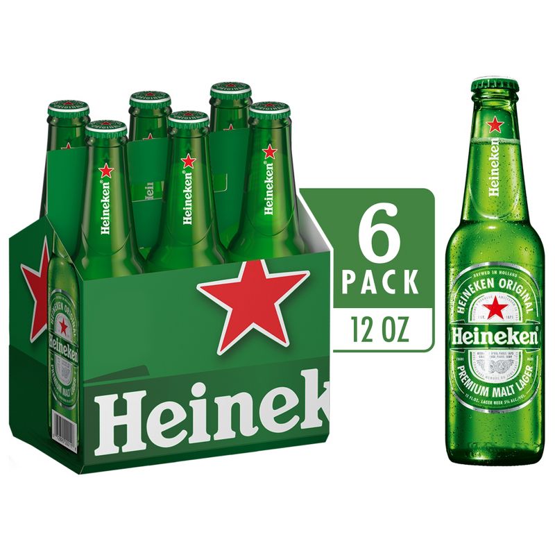 Heineken Original Lager Beer  - 6pk/12 fl oz Bottles, 1 of 6