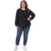 Agnes Orinda Women's Plus Size Texture Waffle Knit Crew Neck Long Sleeve Curved Hem Casual Pullover Sweatshirt - 3 of 4