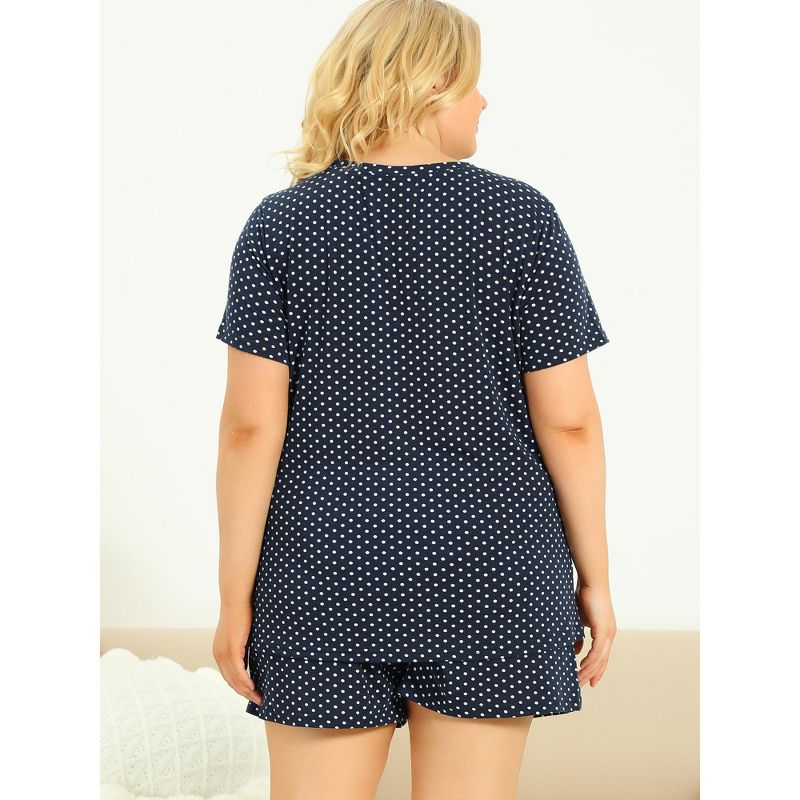 Agnes Orinda Women's Plus Size Short Sleeve Shirt and Shorts Pajamas Set Polka Dots Sleepwear, 5 of 7