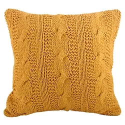 20"x20" Oversize Cable Knit Design Square Throw Pillow Saffron - Saro Lifestyle