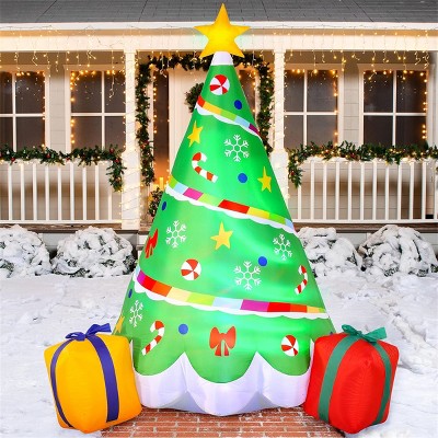 6 FT Green Inflatable Christmas Tree with LED Lights