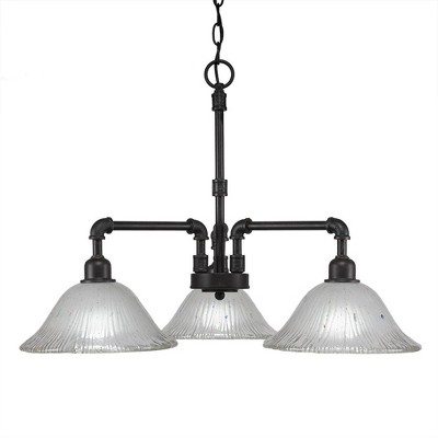 Toltec Lighting Vintage 3 - Light Chandelier in  Dark Granite with 10" Frosted Crystal  Shade