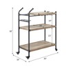 3-Tier Industrial Rolling Utility Cart with Metal Water Pipe Frame & Shelves  Mobile Storage Rack for Kitchen, Office, or Living Room - 4 of 4