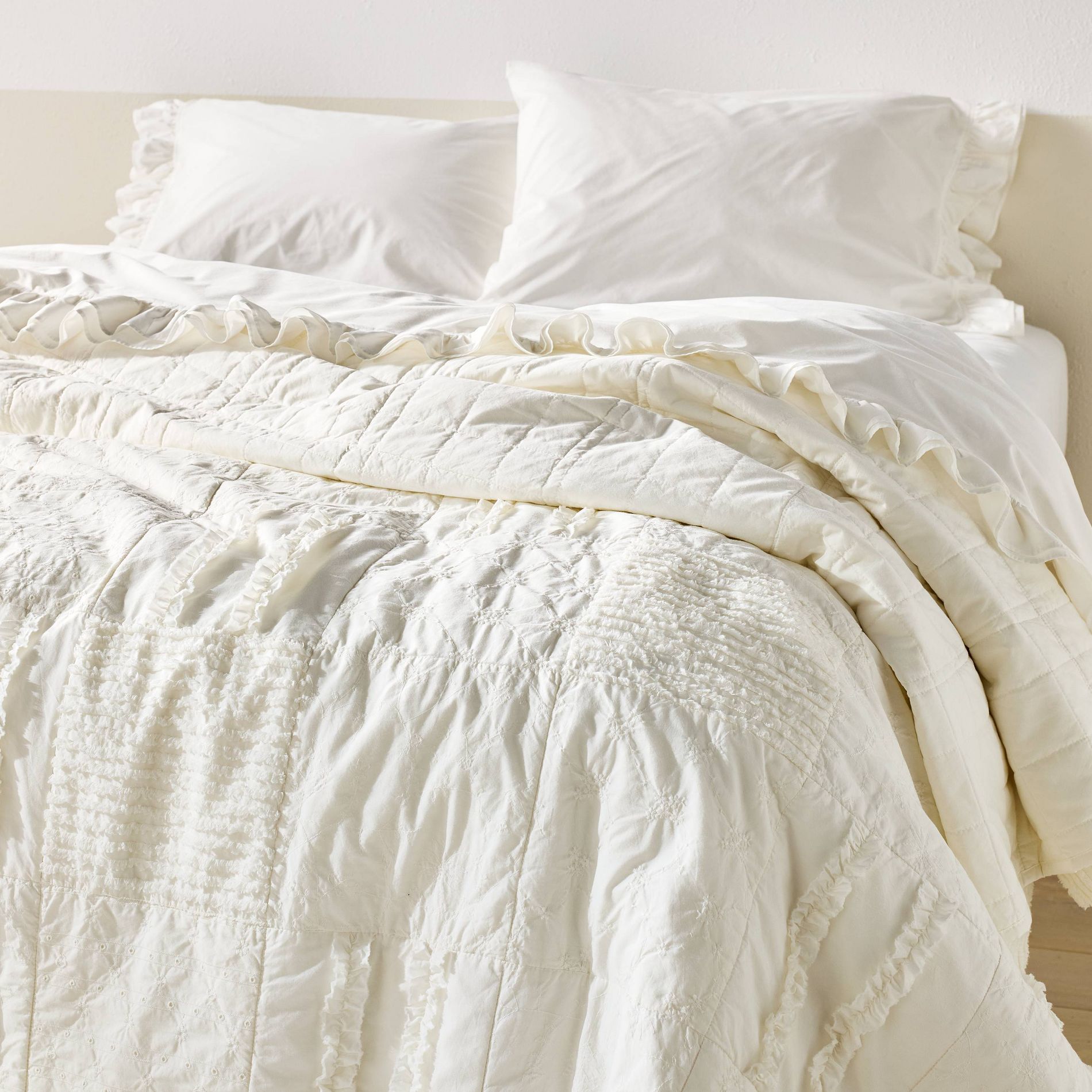 Textural Patch Quilt White Simply Shabby Chic