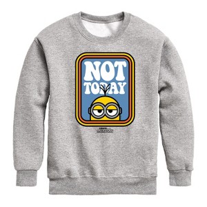 Boys' - Despicable Me Minions - Not Today Graphic Long Sleeve Fleece Sweatshirt - 1 of 4