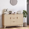 Fluted Sideboard Cabinet with 3 Drawers & 2 Doors, 47.2 Inch Storage Buffet for Kitchen, Living Room, Entryway - 2 of 4