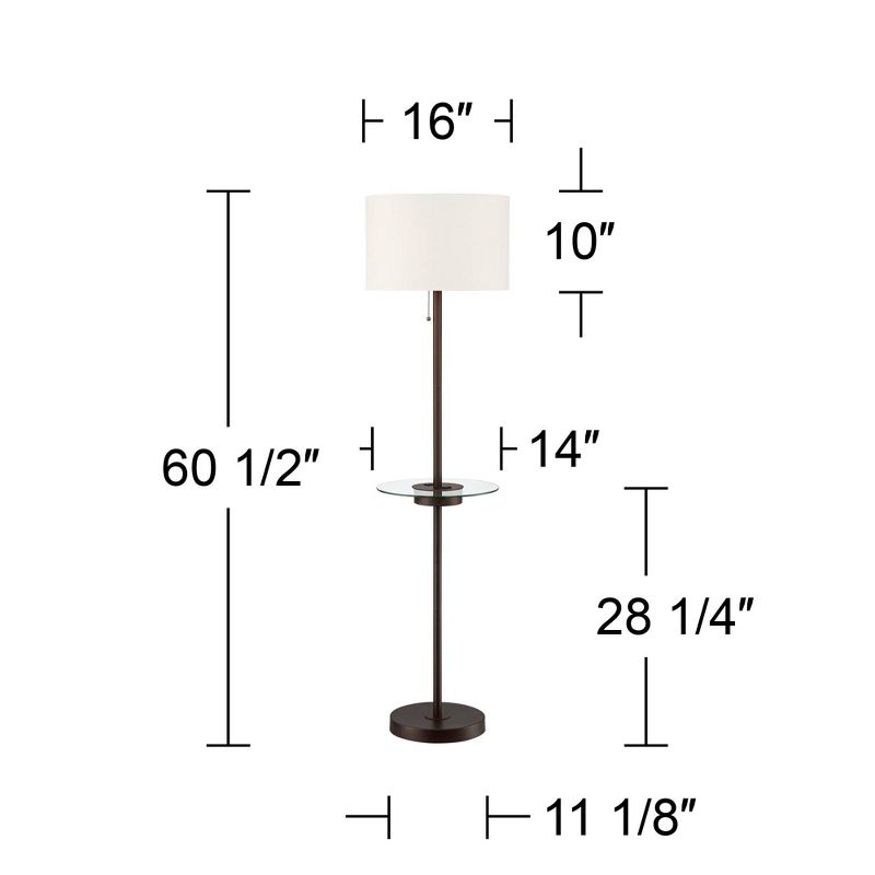 360 Lighting Caper Modern Floor Lamps with Tray Table 60 1/2" Tall Set of 2 Bronze USB and Outlet Off White Fabric Drum Shade for Living Room Bedroom, 4 of 10
