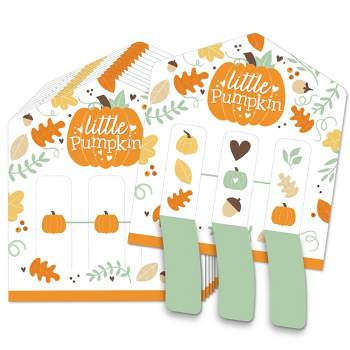 Big Dot of Happiness Little Pumpkin - Fall Birthday Party or Baby Shower Game Pickle Cards - Pull Tabs 3-in-a-Row - Set of 12