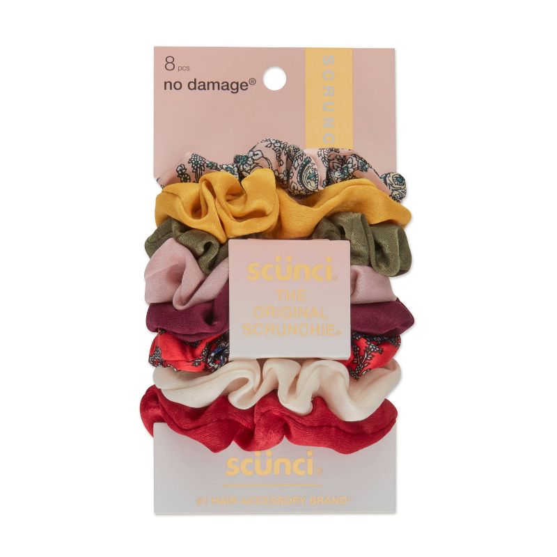 sc&#252;nci No Damage Assorted Fabric Scrunchies - Bold/Neutral - All Hair - 8pcs, 1 of 4