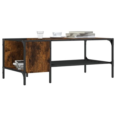 vidaXL Coffee Table with Rack Smoked Oak 39.4 in.x20.1 in.x15.7 in. Engineered Wood