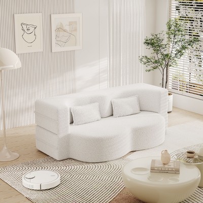 NicBex Convertible Floor Sofa with 2 Pillows Full Size Folding Mattress No Assembly Required Sleeper Sofa Bed for Living Room, Guest Bed
