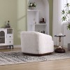 CAVINAS Swivel Fabric Accent Chair with 360 Degree Rotation, Upholstered Barrel Armchair with Metal Base and Removable Back Pillow - 2 of 4