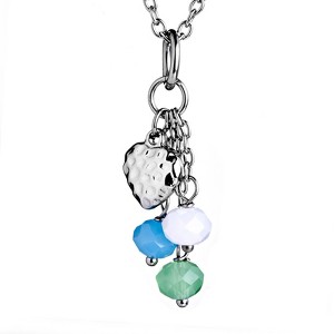 ELYA Women's Colorful Beads Heart Drop Steel Necklace - 17" - 1 of 4