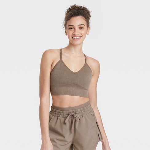 Taupe Cross Back Seamless Bralette