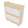 Homy Casa 2-Tier Flip Drawer Shoe Storage Cabinet with Solid Wood Legs, for Entryway, Natural - 4 of 4