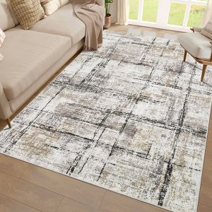 Abstract Indoor Rug Modern Stripes Area Rug Machine Washable, Ultra-Thin Non Slip Soft Large Living Room Floor Rugs - 1 of 4