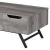 Acme Furniture 48" Throm Coffee Table Gray Oak Finish: Wood Frame, Veneer Top, Splayed Legs, Drawer Storage - 3 of 4
