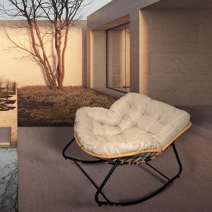 Lyngins Outdoor Rattan Nursery Rocking Chair,Upholstered Glider Rocking Chair with Steel Frame,Polyester Accent Chair for Bedroom,Living Room - 1 of 4