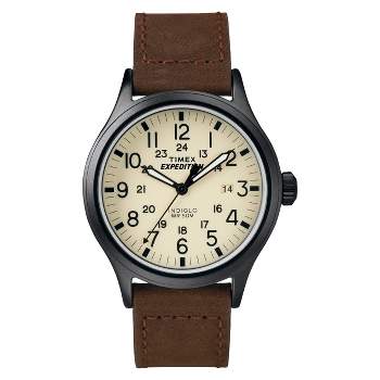 Men's Timex Expedition Scout Watch with Leather Strap - Black/Brown T49963JT