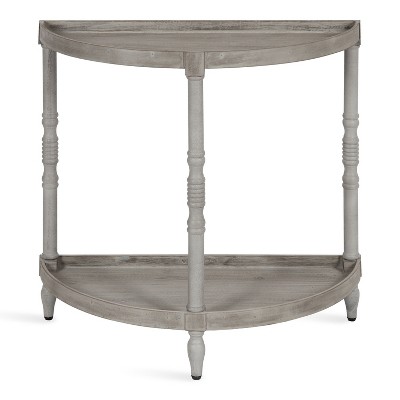 Bellport Rustic Gray Demilune Console with Dual-Tier Storage