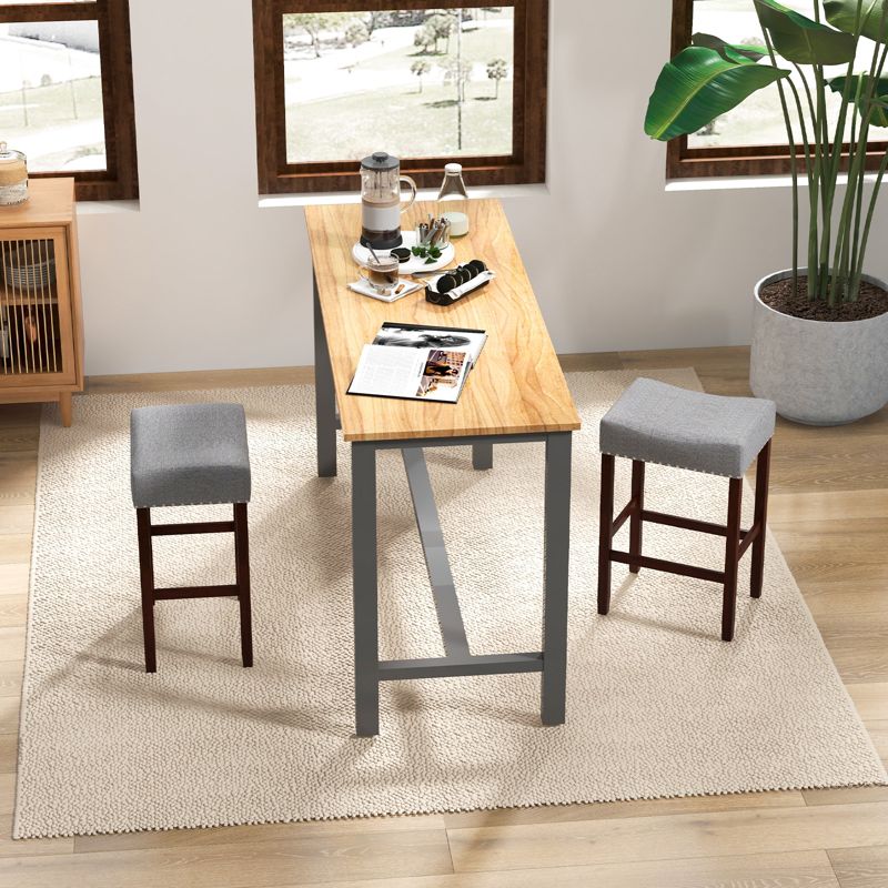 Costway Set of 2  Counter Height Bar Stools  Saddle Kitchen Chairs with Wooden Legs, 2 of 11