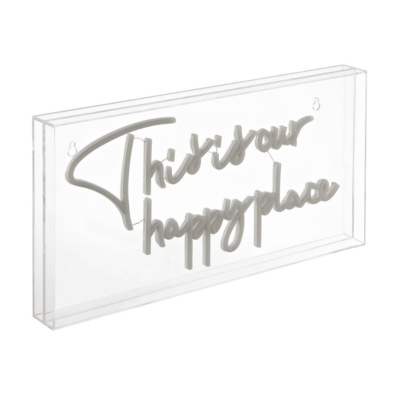 19.6&#34; x 10.1&#34; This is Your Happy Place Contemporary Acrylic Box USB Operated LED Neon Light White - JONATHAN Y, 4 of 7