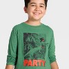 Boys' Long Sleeve 'Dino Party' Graphic T-Shirt - Cat & Jack™ Green - 2 of 4