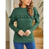 Womens Turtleneck Shoulder Knited Long Ruffle Sleeve Slim Fit Blouses Casual Sweatshirts - 4 of 4