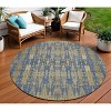 Blue Taupe And Beige Moroccan Washable Indoor Outdoor Area Rug - 2 of 4