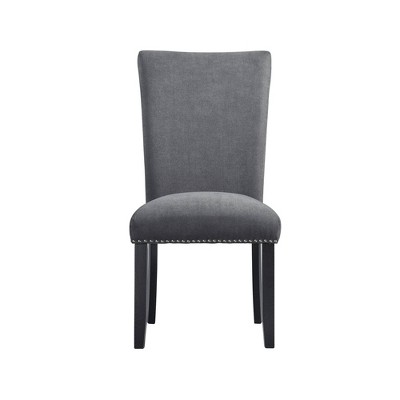 Stratton Standard Height Dining Set with Marble Top and Charcoal Upholstered Chairs