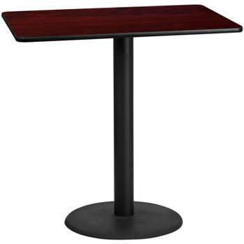 Flash Furniture 30'' x 48'' Rectangular Laminate Table Top with 24'' Round Bar Height Table Base