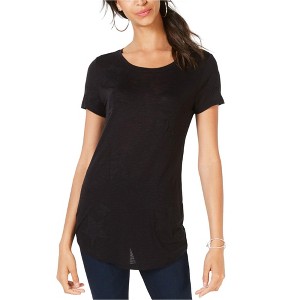 I.N.C International Concepts Womens Embroidered Embellished T-Shirt, Black, Small - 1 of 1
