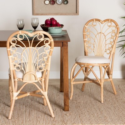 bali & pari Jerica Modern Bohemian Natural Brown Rattan Dining Chair