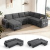 Dyonery sofa, with a pull-out bed, 5-seat sofa, adjustable backrest, storage space, small table and cup holder, tool-free assembly - 3 of 4