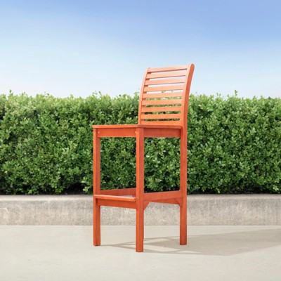 Solhome Emilio Reddish Brown Tropical Wood Bar Chair