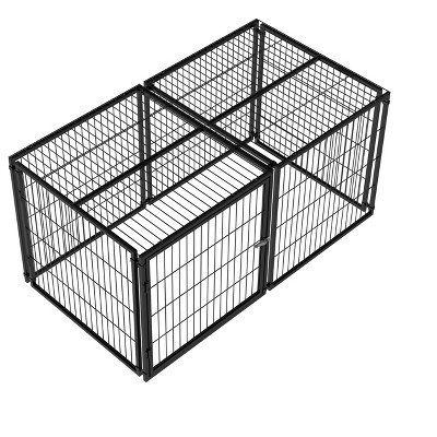 Gulches Large Dog Cage 63.7inch Dog Kennel for Medium Dogs Puppy Dog Playpen with Top, Pet Cage, Indoor, Black