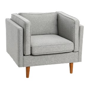 Atley Modern Upholstered High Sided Arm Chair with Solid Wood Legs - 1 of 4