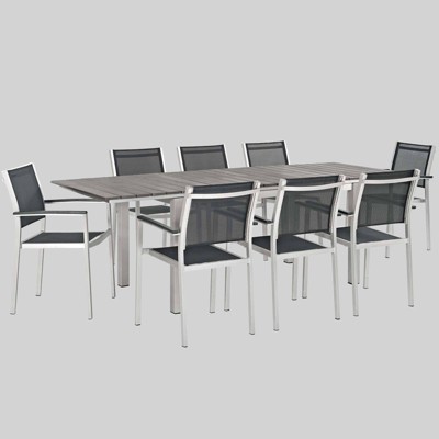 Shore 9pc Aluminum Patio Dining Set Black - Modway