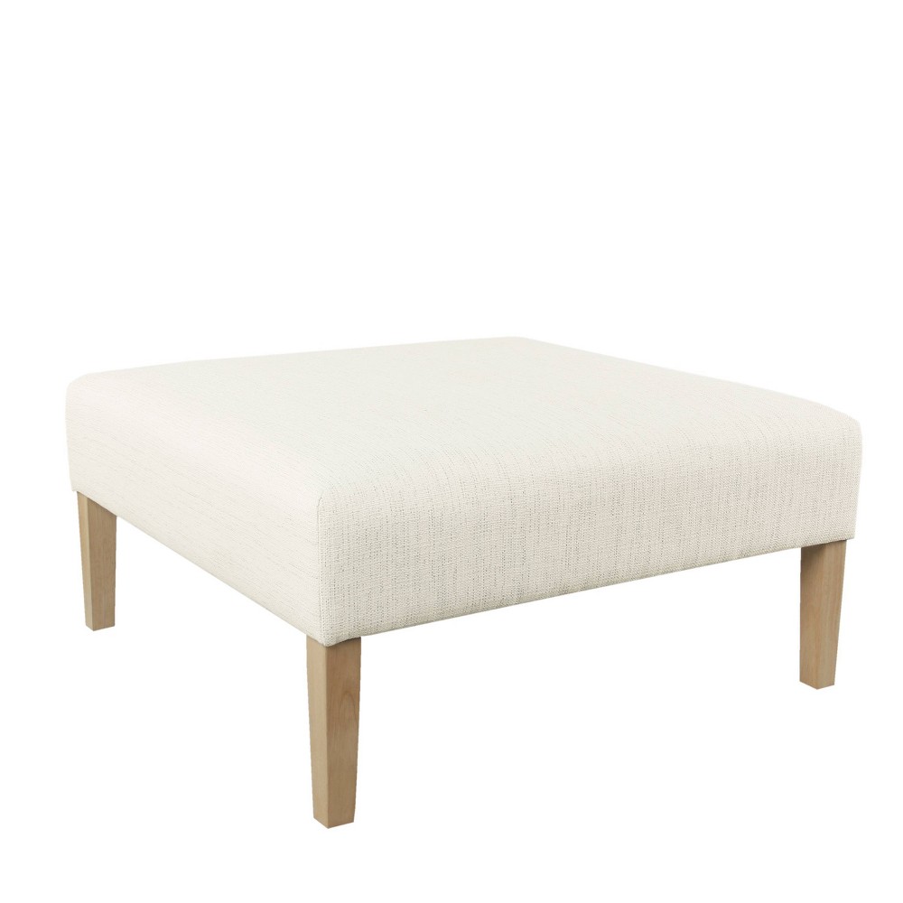 Photos - Pouffe / Bench Square Coffee Table Ottoman Stain Resistant Woven Cream - HomePop