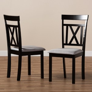 Set of 2 Rosie Espresso Finished Dining Chair Gray/ Brown - Baxton Studio: X-Back, Padded Seat, Wood Frame - 1 of 4