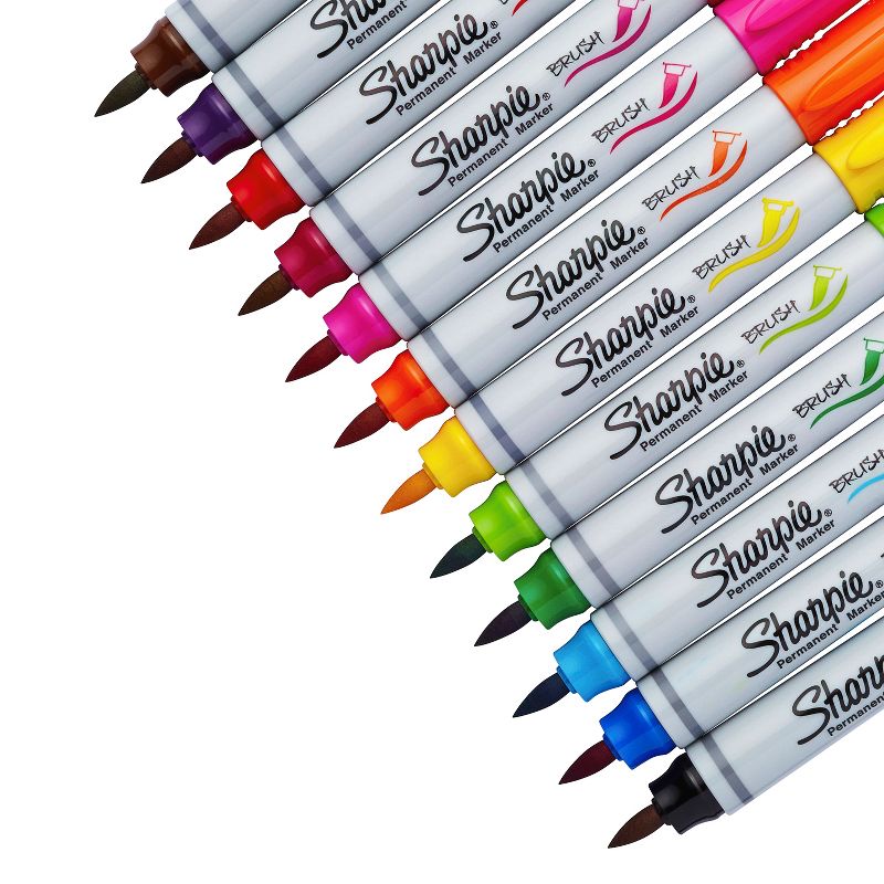 Sharpie Permanent Marker, Brush Tip, Assorted Color, Set of 12, 3 of 7