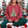 Watercolor Christmas Tree Sparkle - Womens Garment Dyed Sweatshirt - 3 of 4