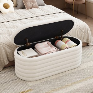Christopher Knight Home Payne Modern 40" W Chenille Upholstered Ottoman with Hidden Storage Compartment - 1 of 4