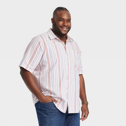 Men's Big & Tall Striped Slim Fit Short Sleeve Button-down Shirt -  Goodfellow & Co™ Lavender Lt : Target