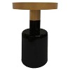 The Urban Port 20" Round Side End Table Gold Banded Natural White Marble Top Black Enamel Coated Iron Pedestal Base White/Gold - 4 of 4