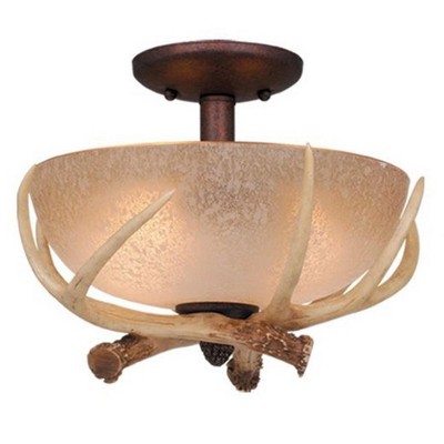 Vaxcel Lodge 2 - Light Semi-Flush Mount in  Weathered Patina