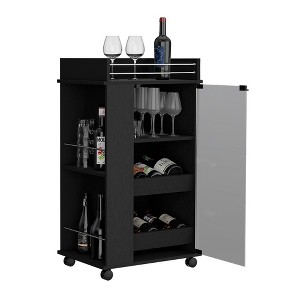 NicBex Rolling Kitchen Island Cart with 2-Side Shelves and 1 Glass Door Cabinet,Kitchen Island on Wheels with Storage,Island Table for Kitchen - 1 of 4