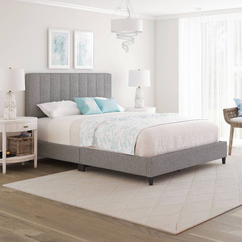 Malik Mid-Century Vertical Channel Linen Upholstered Platform Bed - Eco Dream, 6 of 11