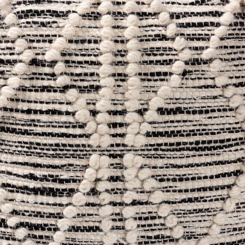 Sentir Moroccan Handwoven Wool Blend Pouf Ottoman Ivory/Black - Baxton Studio, 4 of 8